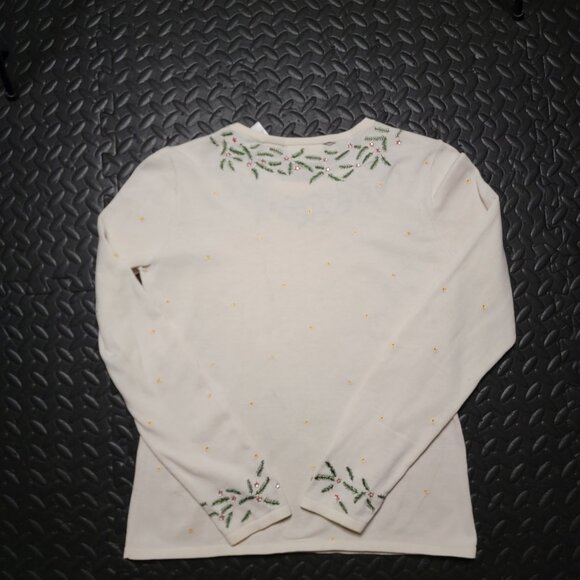 Women's Christmas Sweater by Liz Claiborne, Crewneck, Holly and Star Design, S - Picture 15 of 16